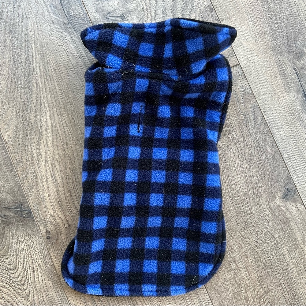 Blue and Black Check Fleece Dog Coat